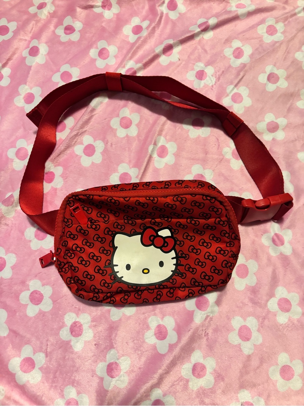 Hello Kitty Red Waist Bag with Bow Print